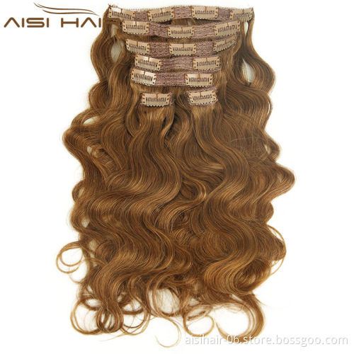 Aisi Hair Long Body Wave 16 Clips In Human Hair Extension ,  Brazilian Hair Pieces